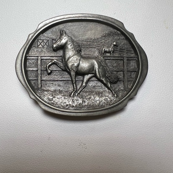 Vintage 1987 CJ Inc. Pewter Horse Belt Buckle – Made in USA – #1409 - Picture 6 of 8